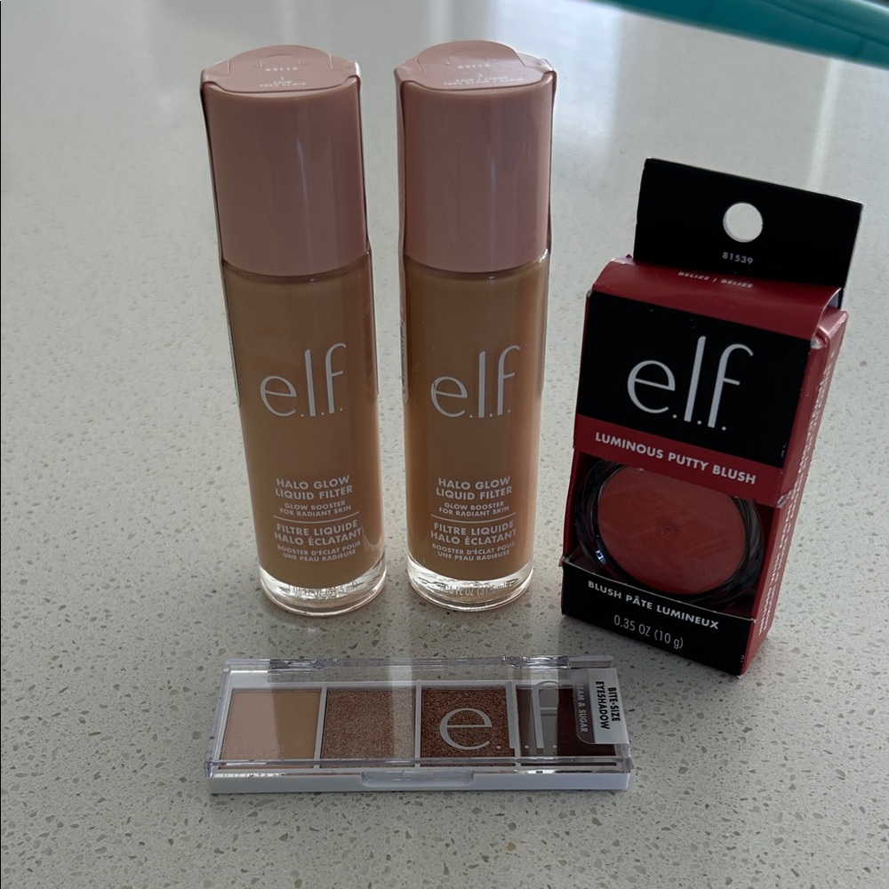 Elf bundle 2 Halo Glow Liquid Filter, Luminous Putty Blush and Cream Sugar Eye